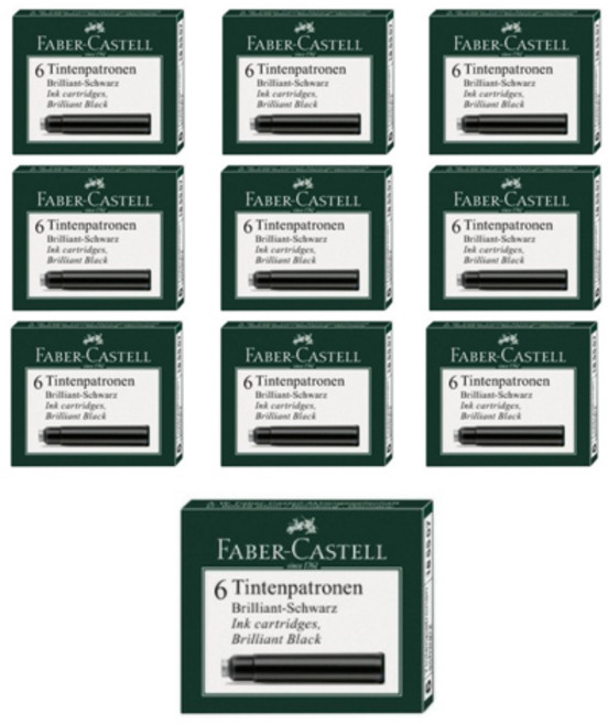 파버카스텔 만년필 잉크 카트리지 6p, 블랙, 10세트