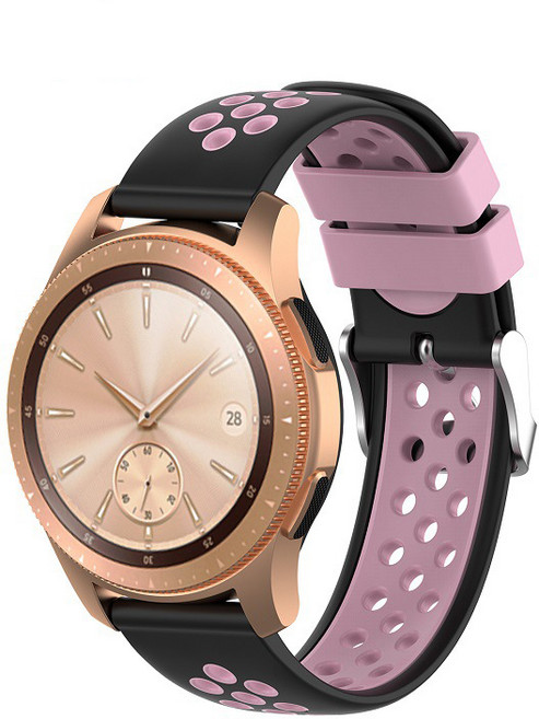 SHIELD LAB 小米Amazfit GTS GTR矽膠運動錶帶 42mm, 黑色 粉色(孔洞), 1入