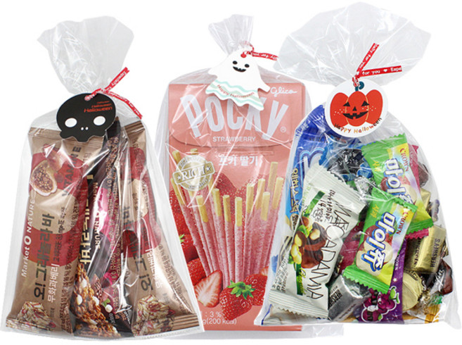 할로윈 택 호박 + 유령 + 해골 + 타이 3p + opp 봉투 3p 세트, 60세트