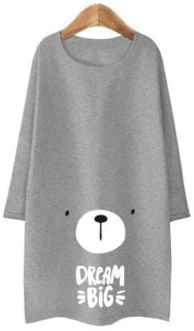 女款熊圖案7分袖長版上衣