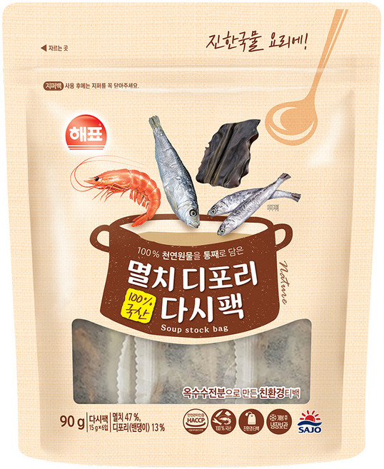 해표 멸치디포리 다시팩, 90g, 1개