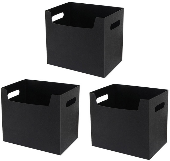 윰스 데스크탑 사각 수납함, 블랙, 3개