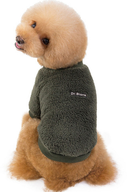 블랭크도그 반려동물 후리스 맨투맨, 카키, 1개