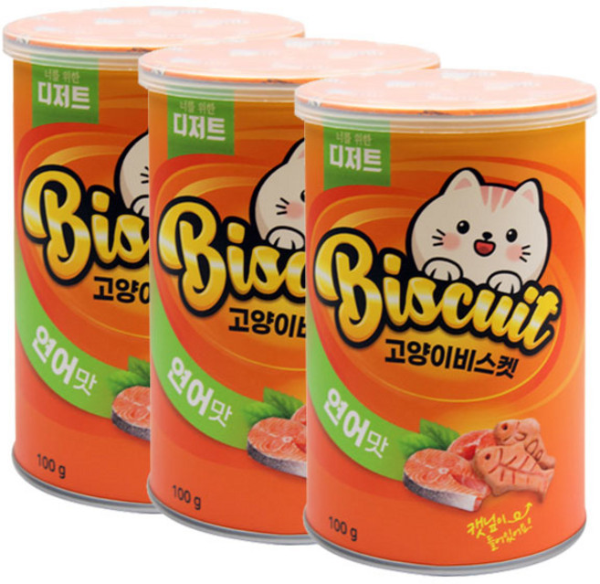 너를위한디저트 고양이 비스켓, 연어맛, 100g, 3개