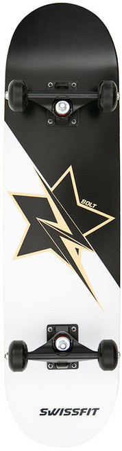 swissfit 加拿大楓木高級型滑板 + 專用包套組, 白色閃電, 1個