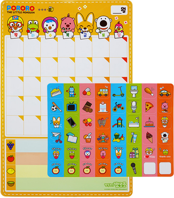 비앤씨 뽀로로 월간 스케쥴러 보드판 세트, 혼합색상, 1개