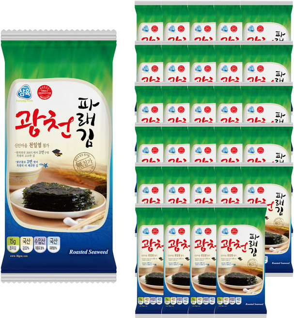 삼육김 광천 파래 도시락김, 15g, 30개