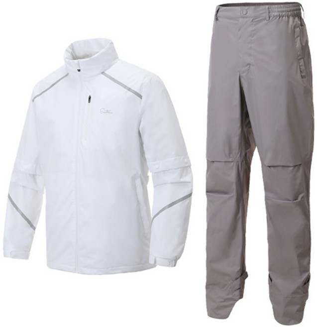 세인트나인 남성용 웰딩 포인트 골프 비옷 세트 4602-111-661, 화이트