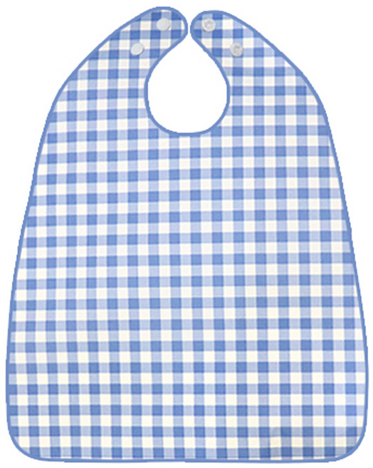 더해피 성인 방수 체크 버튼형 턱받이, 블루, 1개