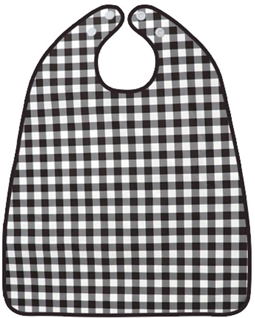 더해피 성인 방수 체크 버튼형 턱받이, 블랙, 1개