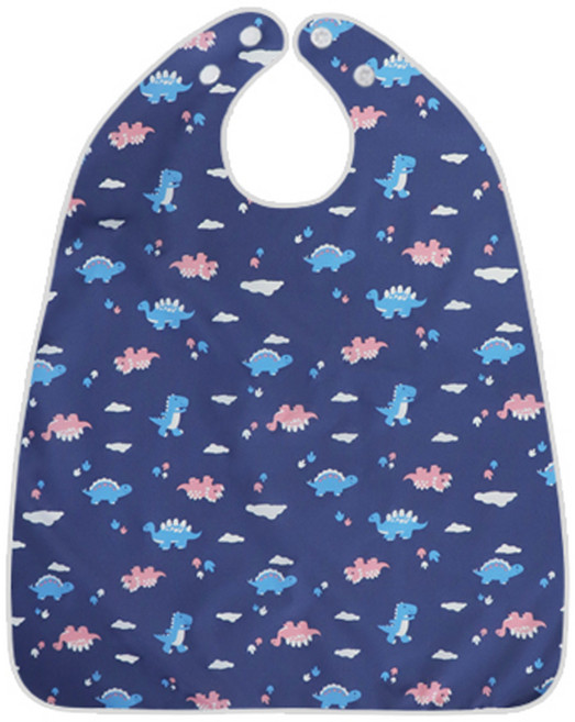 더해피 성인 방수 공룡 버튼형 턱받이, 네이비, 1개