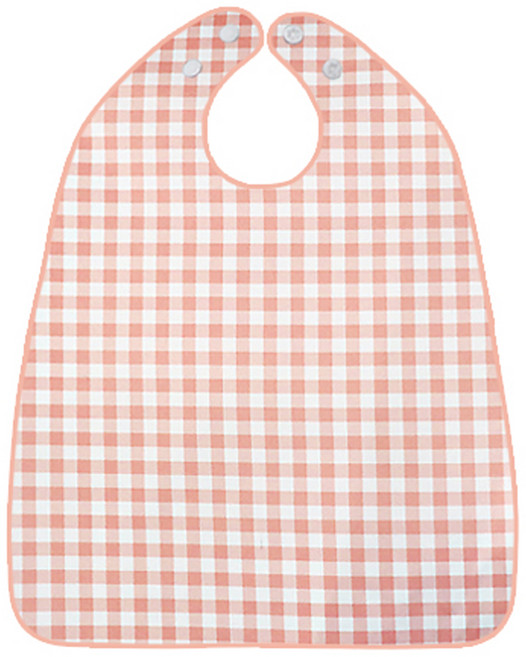 더해피 성인 방수 체크 버튼형 턱받이, 피치, 1개