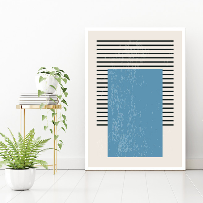 마니앤솔 추상액자테이블 라인아트 대, 블루