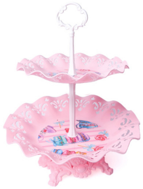 마켓감성 파티장식 플레이팅 트레이 2단, 핑크, 1개