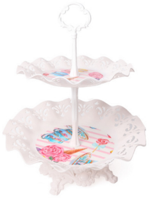 마켓감성 파티장식 플레이팅 트레이 2단, 화이트, 1개