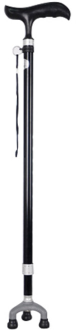 에코라이프 고급 알루미늄 합금 세발 장수 지팡이, 블랙, 1개