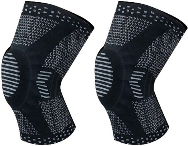 블럭마트 실리콘 스프링 무릎보호대 블랙그레이, 2개