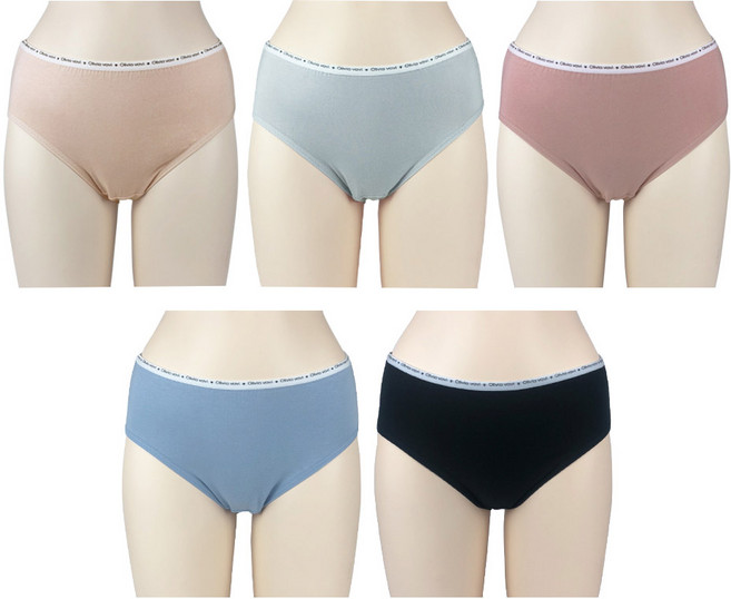 올리비아바비 국산 파스텔 로고 면 스판 팬티 5종 세트