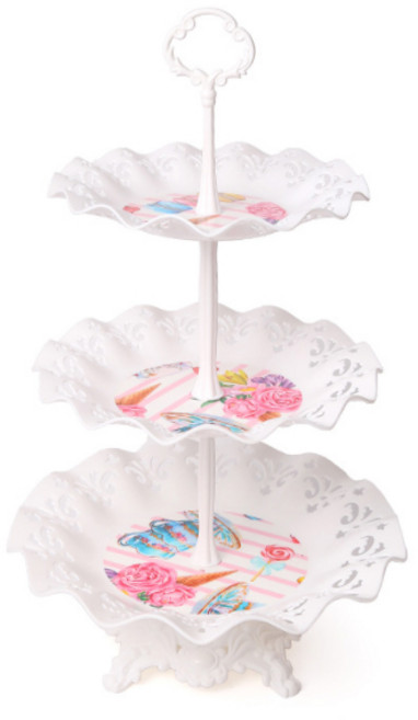 마켓감성 3층 플레이팅 파티 트레이, 화이트, 1개