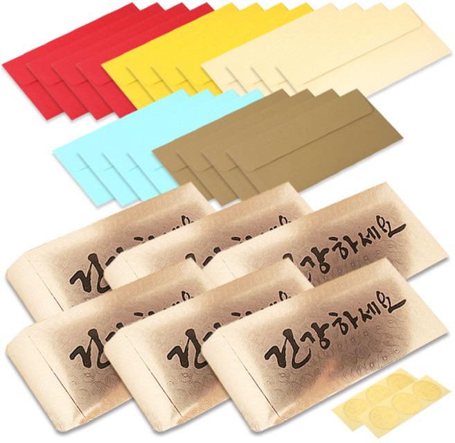 투영디자인 컬러 가로형 돈봉투 5종 x 4p + 골드 용돈봉투 6p, 건강(골드봉투), 1세트