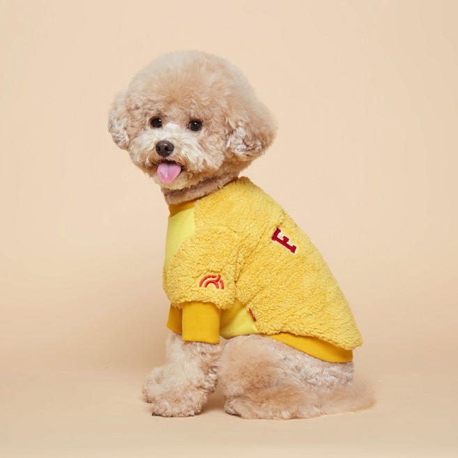 플로트 강아지 플러피 후리스 맨투맨, 옐로우, 1개