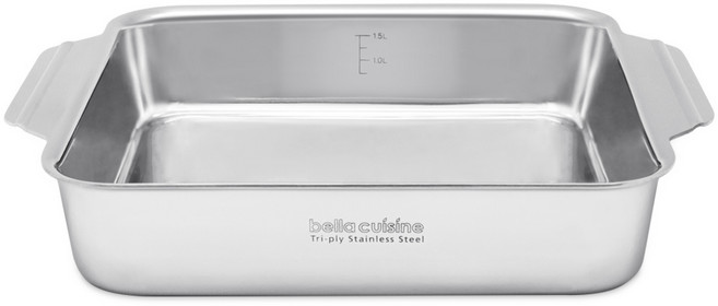 벨라쿠진 통3중 스텐 사각 베이크팬 전골 냄비 인덕션 IH, 21cm, 1개