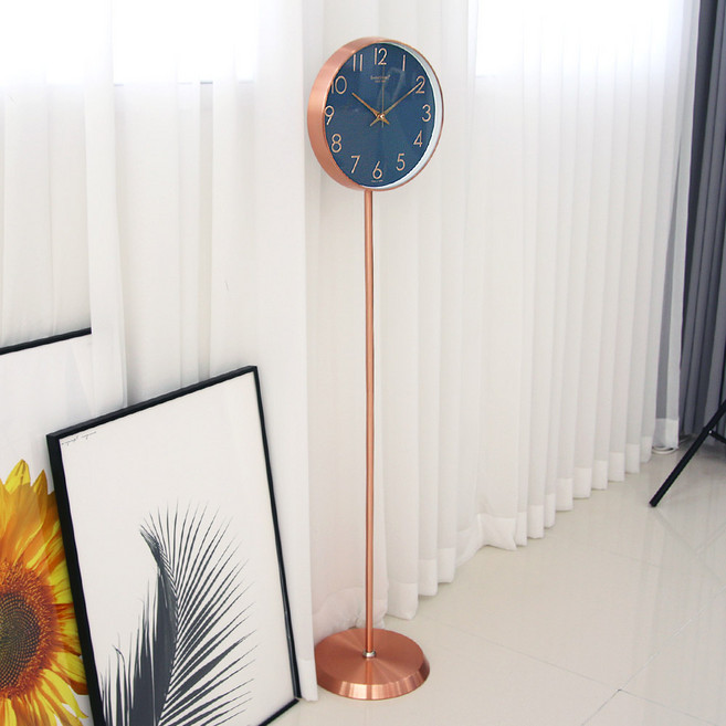 스위트하트 무소음 로즈골드 스탠드 시계, 네이비