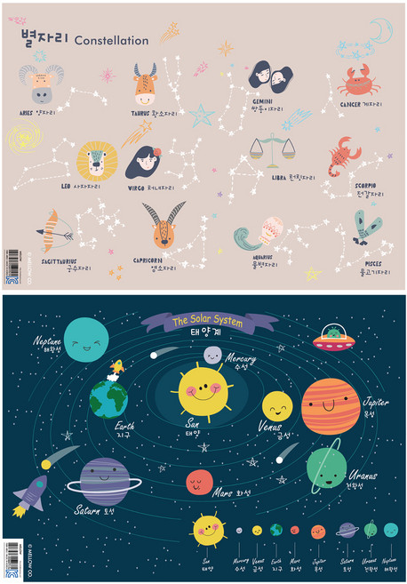 멜로우 별자리포스터 ver. Cute + 태양계포스터 ver. Cute, 혼합색상, 1개