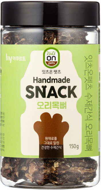 eatson 한국야쿠르트 펫츠 강아지 수제 간식 150g, 오리목뼈맛, 2개