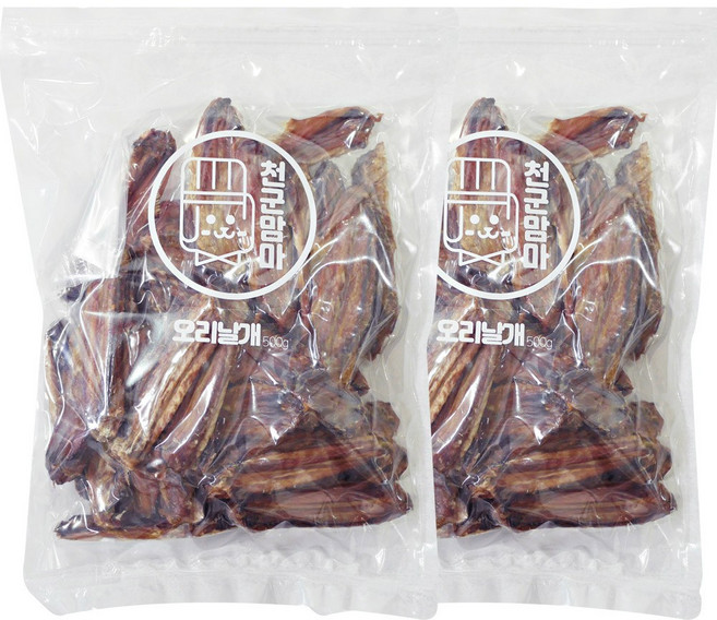 천군맘마 강아지 간식, 오리날개, 500g, 2개