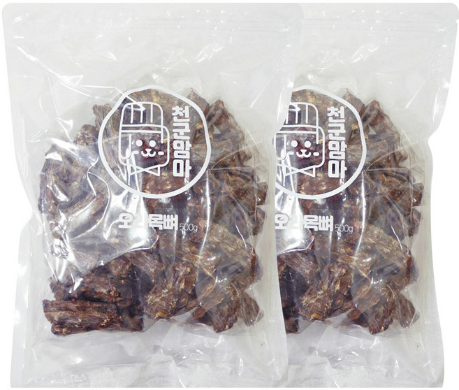 천군맘마 강아지 간식, 오리목뼈, 500g, 2개