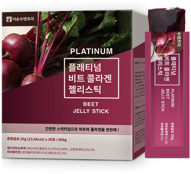 더순수렛츠미 플래티넘 비트 콜라겐 젤리스틱, 20g, 30개