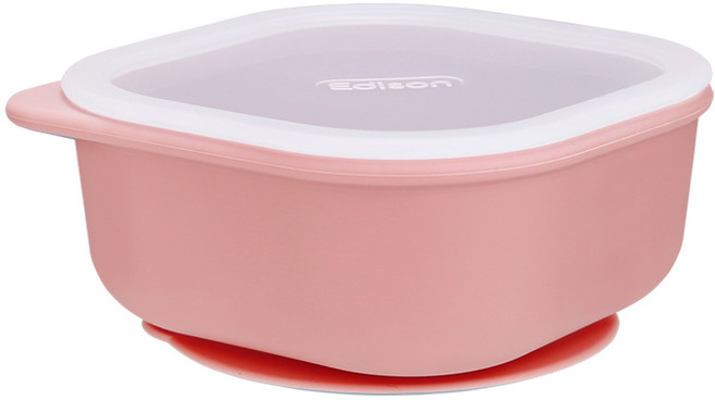 에디슨 국산 스스로 실리콘 이유식 흡착 볼 보관용기, 450ml, 핑크, 1개