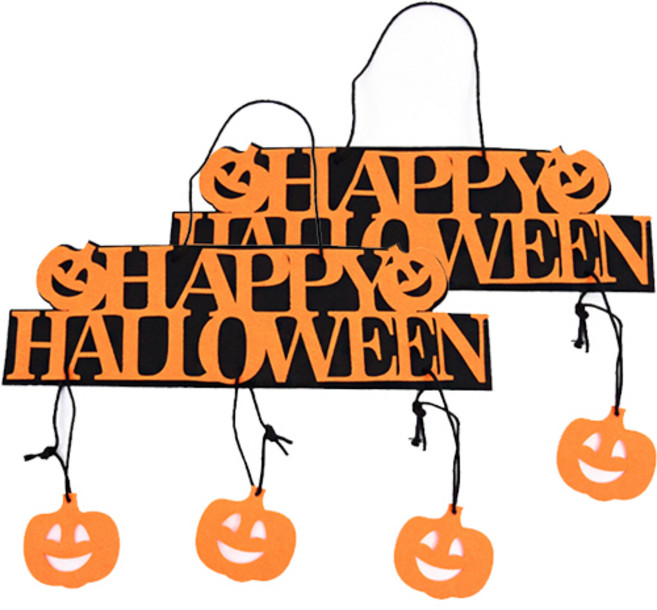 파티해 펠트 해피할로윈 도어 데코, 호박, 2개
