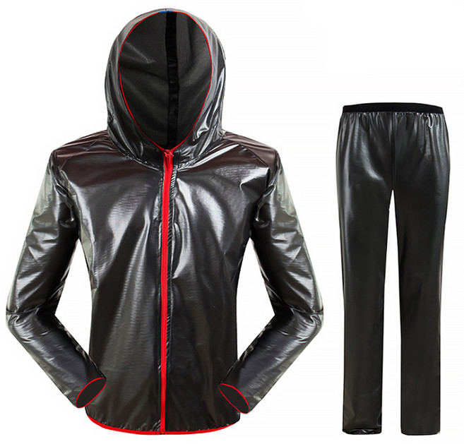 알럽핏 오토바이 야외 방수 비옷 상하의 세트, 블랙