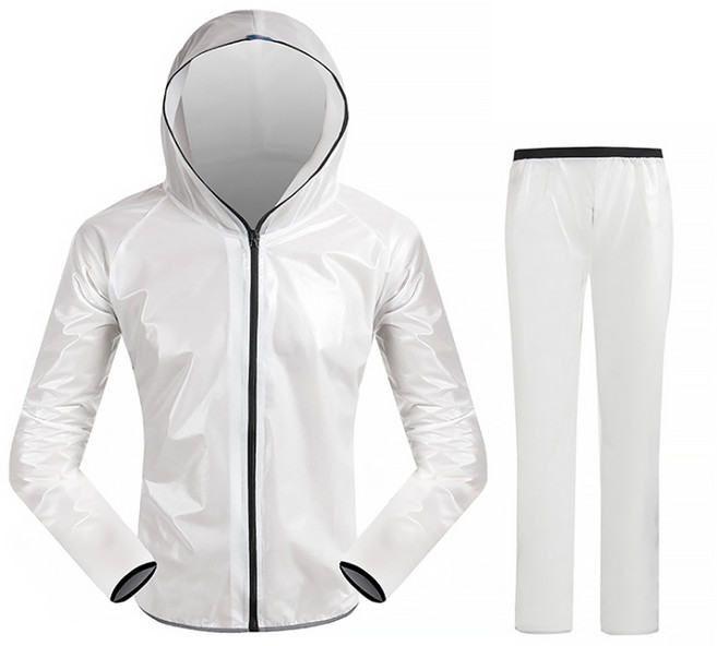 알럽핏 오토바이 야외 방수 비옷 상하의 세트, 화이트