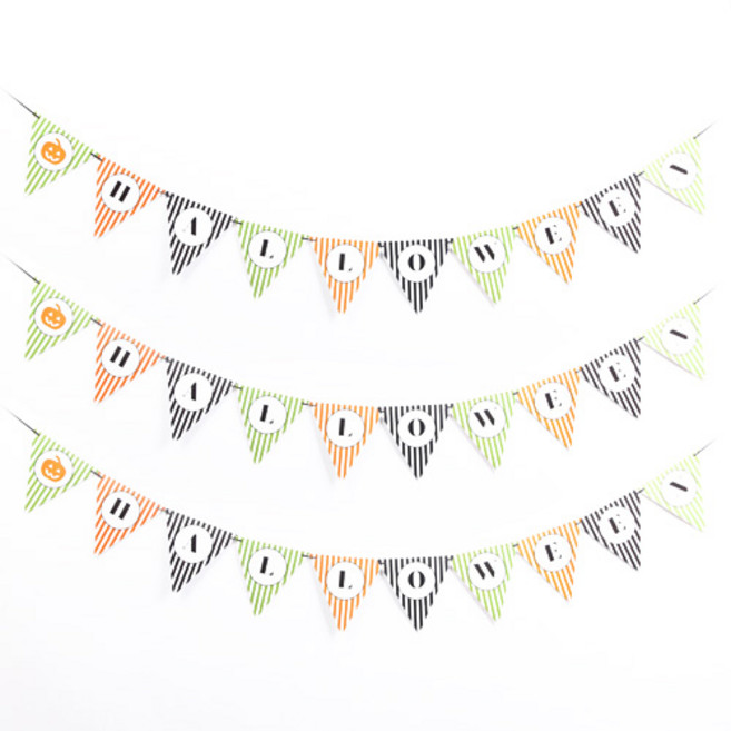 페이퍼 할로윈 삼각가랜드 칼라 스트라이프 3p, 혼합색상