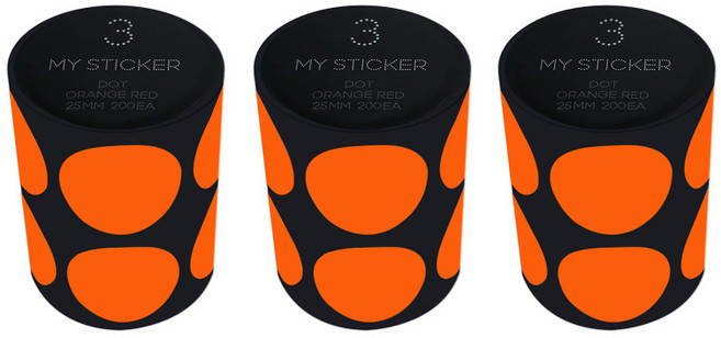 폼텍 마이스티커 도트 25mm 1롤, 03 ORANGE RED, 3개