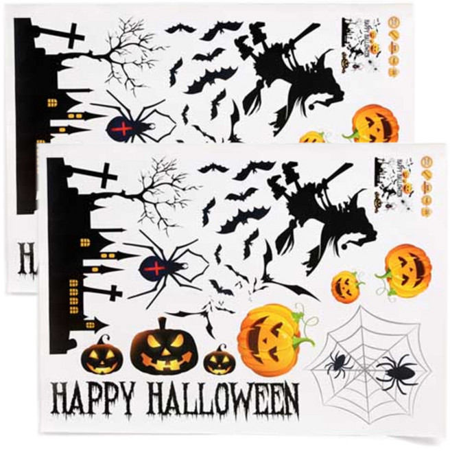 할로윈 윈도우 스티커 대, 스파이더, 2세트