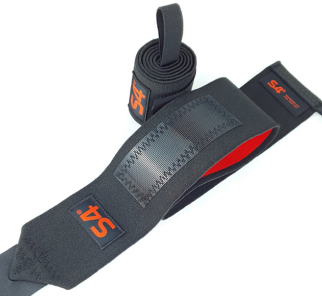 시나브로 파워리프팅용 리스트랩 손목보호대 + 파우치 블랙 + 레드, 1세트