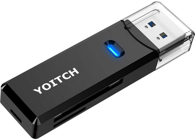 요이치 2in1 USB 2.0 메모리 카드리더기, CTC-CR200, 혼합색상, 1개