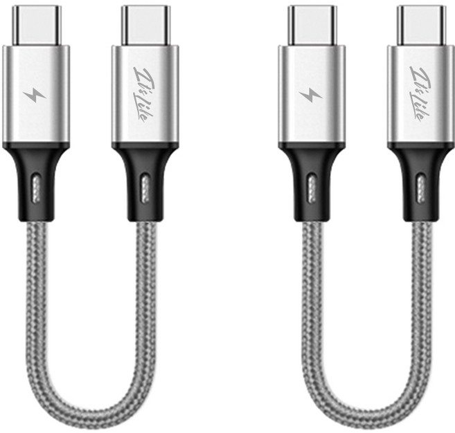 이츠라이프 메탈 PD C타입 숏 고속 데이터 케이블, 그레이, 2개