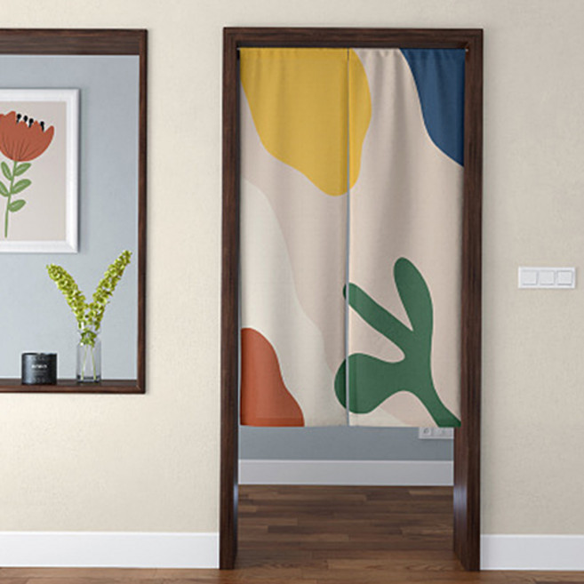 더플로우컴퍼니 귀여운 일러스트 주방 화장실 도어 하프 커튼