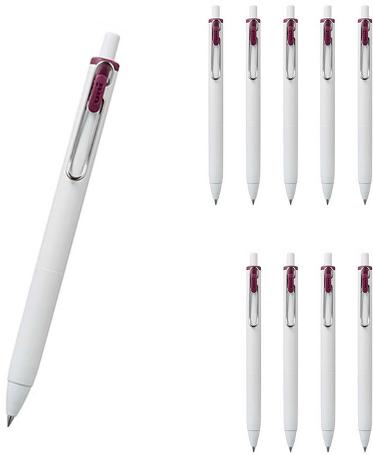 유니볼 원 중성 잉크펜 0.38mm, 보르도블랙, 10개