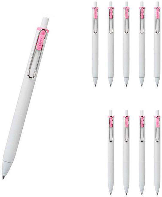 유니볼 원 중성 잉크펜 0.5mm, 라이트핑크, 10개