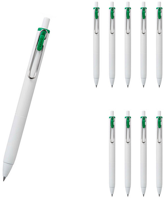 유니볼 원 중성 잉크펜 0.5mm, 그린, 10개