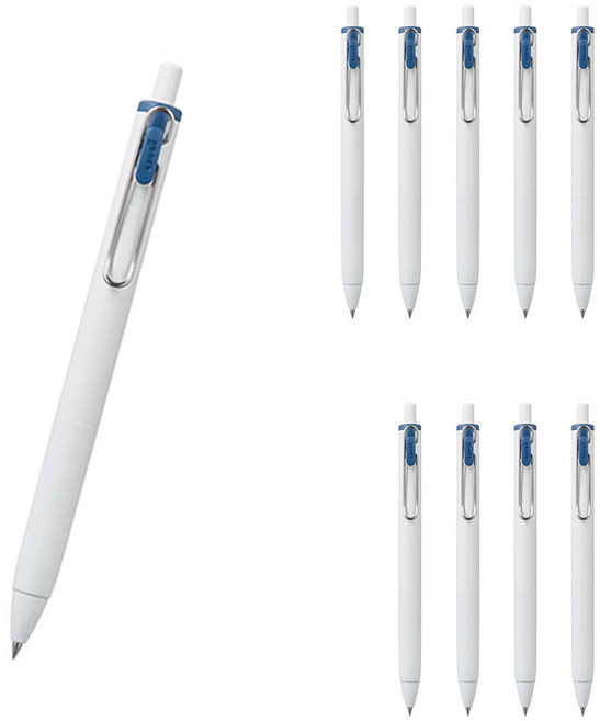 유니볼 원 중성 잉크펜 0.5mm, 블루블랙, 10개