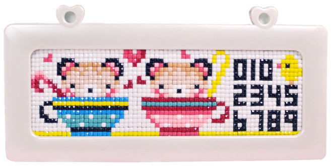 블링블링 하트 번호판 주차 비즈 큐빅 보석 십자수 DIY 키트, 곰돌이커플(진주), 1개