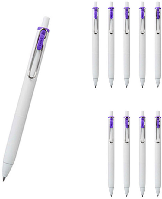 유니볼 원 중성 잉크펜 0.38mm, 바이올렛, 10개