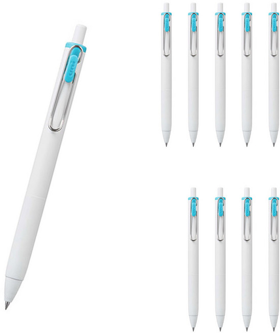 유니볼 원 중성 잉크펜 0.5mm, 스카이블루, 10개